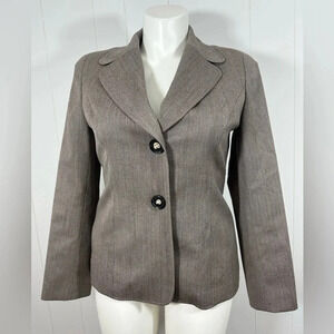VTG Talbots 100% Wool Gray Taupe Blazer Jacket Career Sz 10 Double Button